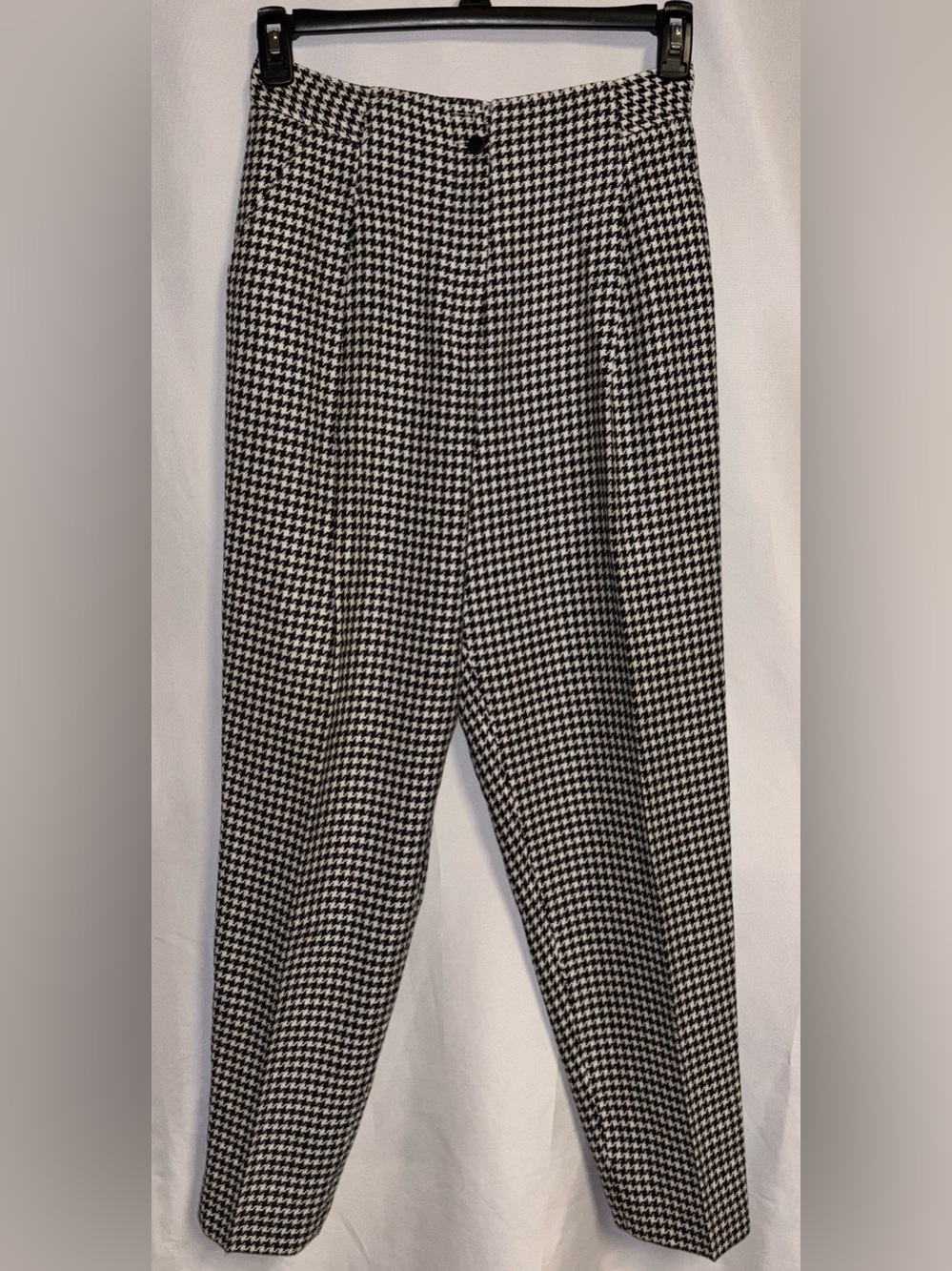 Vintage Clifford & Wills Houndstooth Pleated Pants High Rise Wool Academic 8